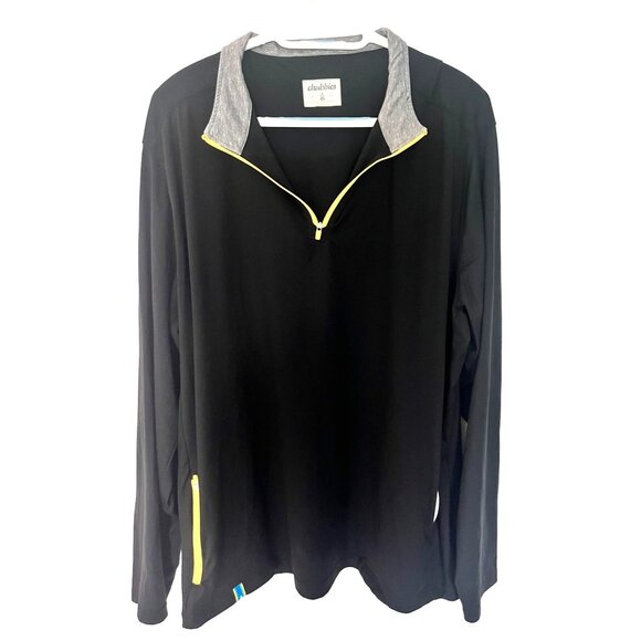 Chubbies Mens Black Gray Quarter-Zip Pullover Yellow Accents Sz L - Picture 1 of 8